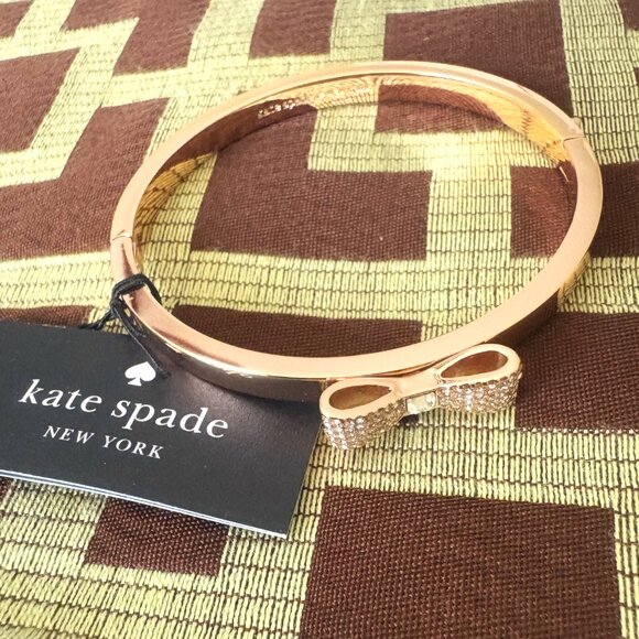 Kate Spade NWT Gold Bangle with Rhinestone "Ready-set-Bow" Bow - Picture 8 of 11
